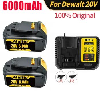 100% Оригинал Для DeWalt 18V 6000mAh Аккумуляторная Батарея для Электроинструментов со светодиодной Литий-ионной Заменой DCB205 DCB204-2 20V DCB206