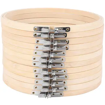 12 Штук 7-дюймовых деревянных пялец для вышивания, объемный бамбуковый круг, обруч для вышивания крестиком, круглое кольцо для художественного рукоделия, удобное шитье