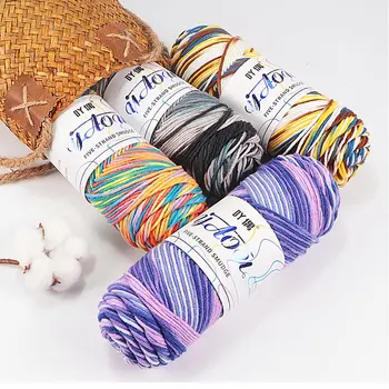 1шт 100 г радужный цвет хлопчатобумажной пряжи для ручного вязания акриловые нитки для вязания пряжа DIY шарф свитер шапка темы одеяло, нитки