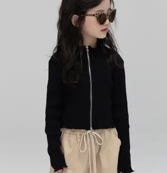 2023 Пальто в рубчик для девочек с длинными рукавами Осенняя модная детская куртка Одежда для девочек Детская одежда 3-8 лет
