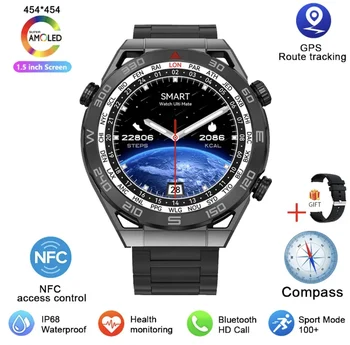 2023 Умные часы с NFC AMOLED, мужские часы с пользовательским набором номера, спортивный GPS-компас для отслеживания движения, водонепроницаемые умные часы для iOS Android
