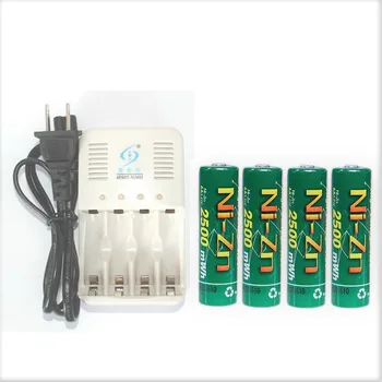 4шт Аккумуляторная батарея NiZn Ni-Zn 1,5 В 1,6 В AA 2500 МВтч + умное зарядное устройство NiZn
