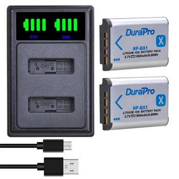 DuraPro 1860 мАч NP-BX1 Батарея + Светодиодный Двойной Зарядное Устройство Для SONY DSC RX1 RX100 RX100iii M3 M2 WX300 HX300 HX400 HX50 HX60 GWP88