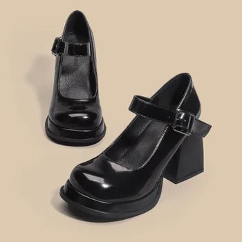 ippeum Туфли-лодочки Mary Jane на платформе, Женское черное платье Lolita y2k на массивном каблуке Bratz