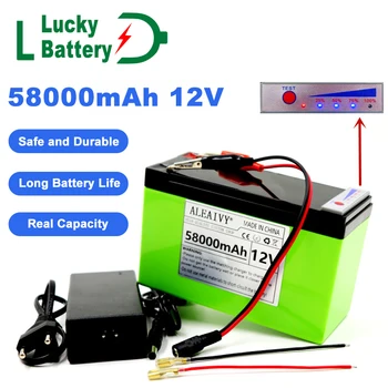 Lucky 18650 Литиевый аккумулятор 12v 58Ah Подходит для Солнечной энергии и отображения заряда аккумулятора электромобиля + Зарядное устройство 12.6v 3A