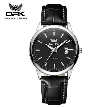 OPK Кварцевые мужские часы Классические водонепроницаемые светящиеся наручные часы с кожаным ремешком и календарем Роскошные Деловые часы для мужчин от ведущего бренда