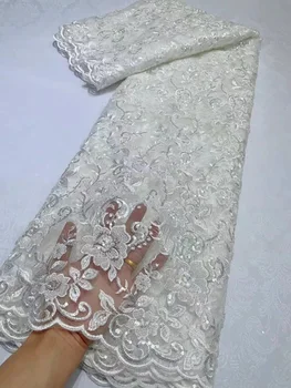Высокая Мода Бисерное Кружево Свадебные Роскошные Хрустальные Бусы Ручной Работы Свадебная Нигерийская Тюлевая сетка С блестками 2023 Африканский Блеск Последовательность