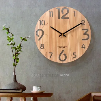 Деревянные 3D Настенные часы Современный дизайн в скандинавском стиле Краткое Украшение гостиной Кухонные часы Арт Полые Настенные Часы Домашний Декор 12 дюймов