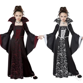 Детский костюм на Хэллоуин, фантазийный костюм вампира, косплей ведьмы для девочек, детская одежда для выступлений на вечеринке