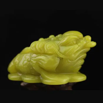 Древнекитайский Натуральный сюянь Нефрит Статуэтка дракона ручной работы Цзинь Чан э