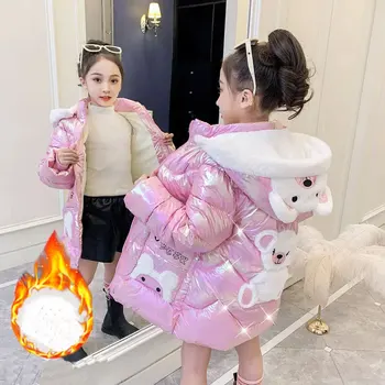 Зимняя куртка для девочек, новое детское пальто с хлопковой подкладкой для девочек, теплые длинные куртки BabyThicken без стирки