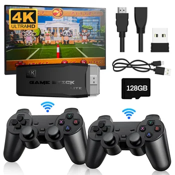 Игровая приставка 10000 Games Stick 4K HD с двойным беспроводным контроллером 2.4G для классической игровой приставки PS1/FC/GBA Classic Retro TV