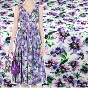Итальянская марка фиолетового цвета, мягкая юбка ручной работы, широкие брюки, модное платье, рубашка, полиэфирная ткань, ткань по метру