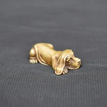 Коллекционное китайское латунное резное животное Зодиака Собака Изысканные маленькие подвесные статуэтки