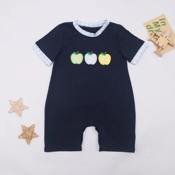 Комбинезон для новорожденных от 0 до 3 лет, комбинезон для мамы и детей, одежда с вышивкой Bubble Apple для маленьких мальчиков, наряд Bebes, шорты для младенцев, голубая повседневная одежда
