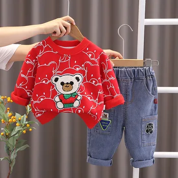 Комплекты одежды из бутика для маленьких мальчиков 2023, весенне-осенняя одежда для малышей, футболки с длинными рукавами и рисунком из мультфильмов, костюмы с брюками