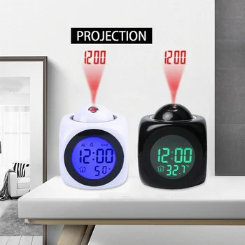 Креативный цифровой будильник ЖК проектор Погода Температура Рабочее время Отображение даты Проекция USB Зарядное устройство Домашние часы Таймер