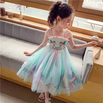 Летнее платье для девочек 2023, детская одежда, Классическое элегантное платье принцессы Hanfu из шифона Dream Rainbow, платье на подтяжках для девочки