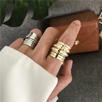Многослойное широкое кольцо для женщин, модные минималистичные женские кольца среднего размера, ювелирные аксессуары Оптом, Бесплатная доставка