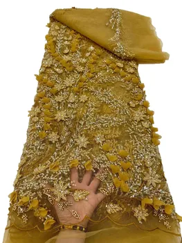 Новая 3D трубка из бисера, блестки, кружевная ткань с вышивкой, модные платья Европы и США, вечерние платья