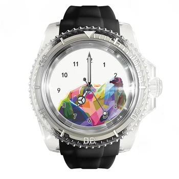 Новые модные прозрачные силиконовые Белые часы, часы с изображением красочного животного, Мужские и женские кварцевые спортивные наручные часы
