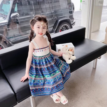 Платья для девочек, праздничное платье с цветочным рисунком для девочек, платье в повседневном стиле для детей, одежда для малышей