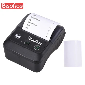 Портативный термопринтер Bisofice 58 мм 2-дюймовый принтер этикеток Беспроводной BT-производитель этикеток для магазина Поддержка доставки ESC / POS с бумагой