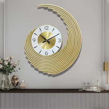 Роскошные Большие настенные часы Оригинальный эстетичный дизайн интерьера Современные настенные часы для гостиной Стильный Золотой декор в стиле Reloj