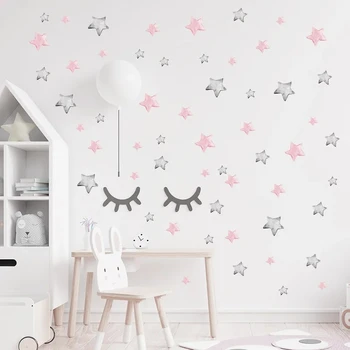 Ручная роспись Розово-серыми звездами, наклейки на стену 