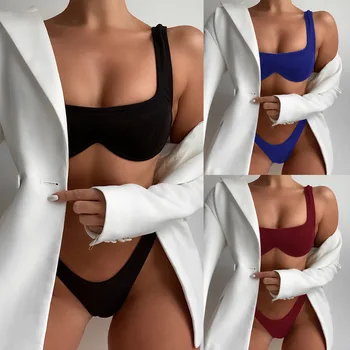 Сексуальный женский белый комплект бикини, жесткая чашка, пуш-ап, цельный купальник на косточках, бикини, купальный костюм для женщин, купальный костюм для женщин