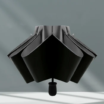 Складной зонт для деловых мужчин, Большой Прочный Черный зонт с обратной стороной, Портативный Ветрозащитный Guarda Chuva, Предметы первой необходимости