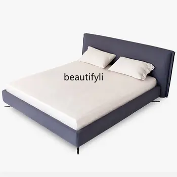 Современный итальянский простой стиль 1,5 М 1,8 М Тканевая кровать Может быть превращена в натуральную кожу Спальня Двуспальная кровать аксессуары для дома