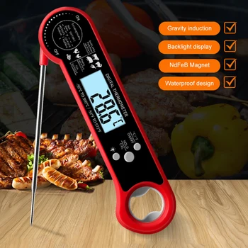 Термометр для мяса с мгновенным считыванием с подсветкой, Водонепроницаемый Пищевой термометр для приготовления пищи на открытом воздухе, кухня-гриль и барбекю