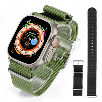 Холщовый Нейлоновый Ремешок для Apple Watch Band 41 мм 40 мм 45 мм 44 мм 49 мм 38/42 мм Браслет для Iwatch Серии 8 7 5 4 SE 6 Спортивный браслет